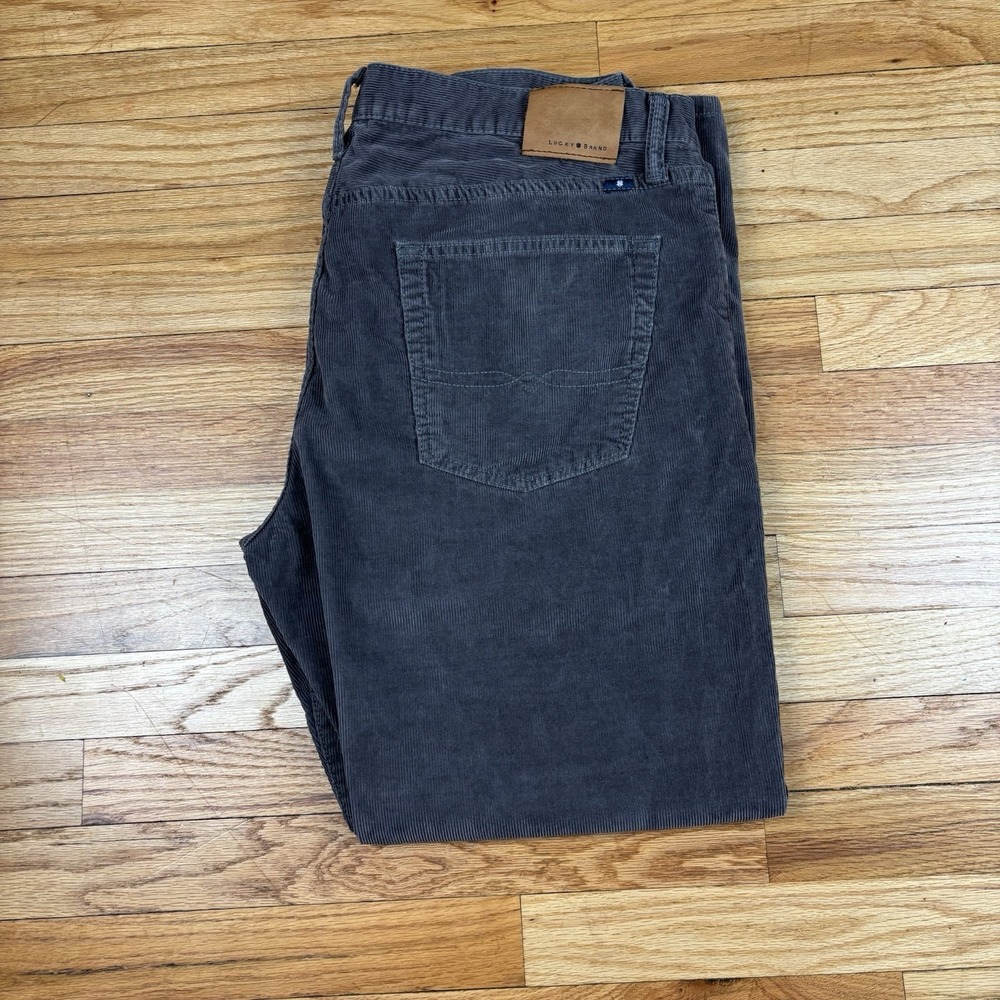 Lucky Brand 221 Original Straight Corduroy Pants Men's 38x30 Gray
